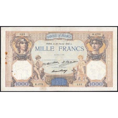 F 37-07 - 25/02/1932 - 1000 francs - Cérès et Mercure - Série H.1775 - Etat : TB+