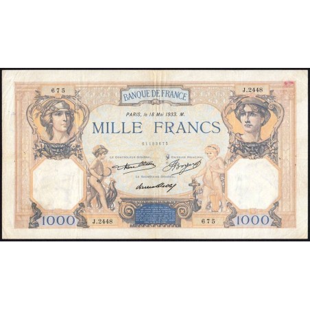 F 37-08 - 18/05/1933 - 1000 francs - Cérès et Mercure - Série J.2448 - Etat : TB+