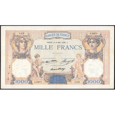 F 37-09 - 14/05/1936 - 1000 francs - Cérès et Mercure - Série J.2471 - Etat : TB+