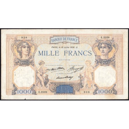 F 37-09 - 16/07/1936 - 1000 francs - Cérès et Mercure - Série E.2528 - Etat : TB