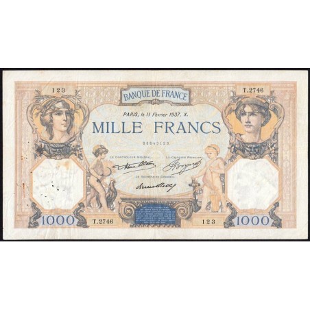 F 37-10 - 11/02/1937 - 1000 francs - Cérès et Mercure - Série T.2746 - Etat : TB