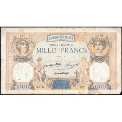 F 37-10 - 11/03/1937 - 1000 francs - Cérès et Mercure - Série K.2758 - Etat : B+