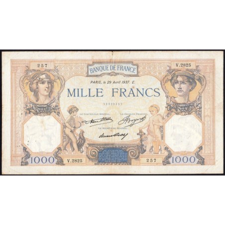 F 37-10 - 29/04/1937 - 1000 francs - Cérès et Mercure - Série V.2825 - Etat : TB