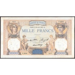 F 37-10 - 29/04/1937 - 1000 francs - Cérès et Mercure - Série V.2834 - Etat : TB+