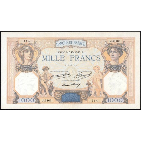 F 37-10 - 07/05/1937 - 1000 francs - Cérès et Mercure - Série J.2862 - Etat : TTB+