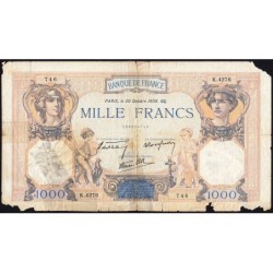 F 38-30 - 20/10/1938 - 1000 francs - Cérès et Mercure mod. - Série K.4276 - Etat : AB