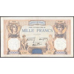 F 38-30 - 20/10/1938 - 1000 francs - Cérès et Mercure mod. - Série N.4407 - Etat : TB