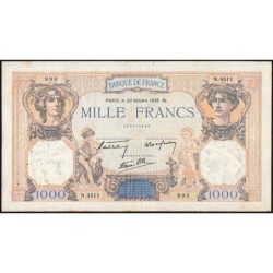 F 38-30 - 20/10/1938 - 1000 francs - Cérès et Mercure mod. - Série N.4511 - Etat : TB-