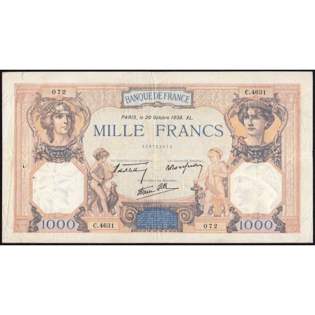 F 38-30 - 20/10/1938 - 1000 francs - Cérès et Mercure mod. - Série C.4631 - Etat : TB