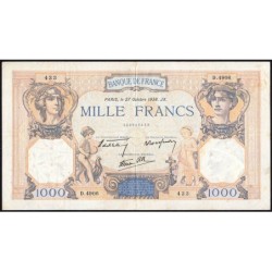 F 38-31 - 27/10/1938 - 1000 francs - Cérès et Mercure mod. - Série D.4906 - Etat : TB+