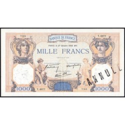 F 38-31 - 27/10/1938 - 1000 francs - Cérès et Mercure mod. - Série Y.4977 - Annulé - Etat : SUP+