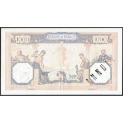 F 38-31 - 27/10/1938 - 1000 francs - Cérès et Mercure mod. - Série Y.4977 - Annulé - Etat : SUP+