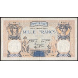 F 38-32 - 03/11/1938 - 1000 francs - Cérès et Mercure mod. - Série A.5019 - Etat : TB