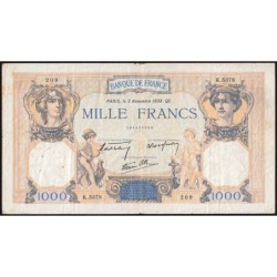 F 38-32 - 03/11/1938 - 1000 francs - Cérès et Mercure mod. - Série K.5378 - Etat : TB+