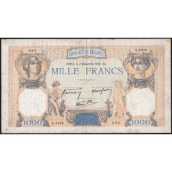 F 38-32 - 03/11/1938 - 1000 francs - Cérès et Mercure mod. - Série E.5409 - Etat : TB