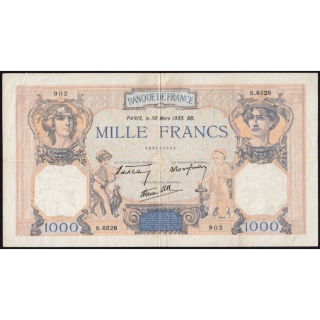 F 38-35 - 30/03/1939 - 1000 francs - Cérès et Mercure mod. - Série S.6526 - Etat : TTB