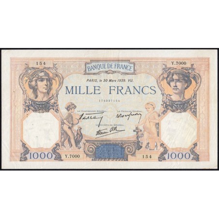 F 38-35 - 30/03/1939 - 1000 francs - Cérès et Mercure mod. - Série Y.7000 - Etat : TTB