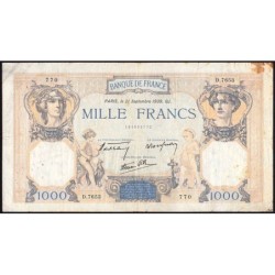 F 38-37 - 21/09/1939 - 1000 francs - Cérès et Mercure mod. - Série D.7653 - Etat : TB-