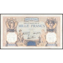 F 38-37 - 21/09/1939 - 1000 francs - Cérès et Mercure mod. - Série U.7685 - Etat : TTB