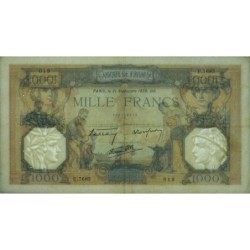 F 38-37 - 21/09/1939 - 1000 francs - Cérès et Mercure mod. - Série U.7685 - Etat : TTB