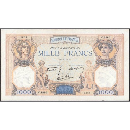 F 38-41 - 18/01/1940 - 1000 francs - Cérès et Mercure mod. - Série C.8660 - Etat : TTB