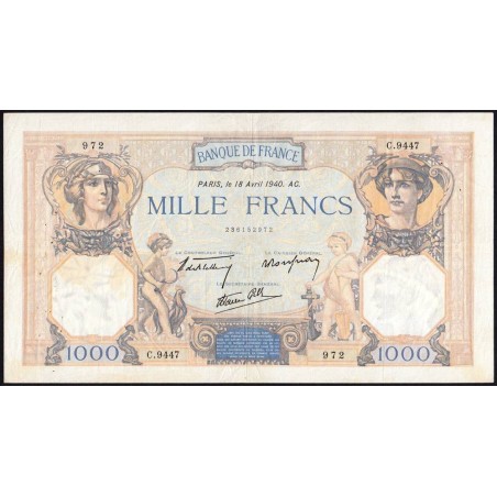 F 38-46 - 18/04/1940 - 1000 francs - Cérès et Mercure mod. - Série C.9447 - Etat : TTB-