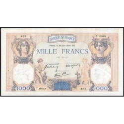 F 38-49 - 20/06/1940 - 1000 francs - Cérès et Mercure mod. - Série T.10048 - Etat : TTB