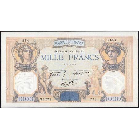 F 38-50 - 18/07/1940 - 1000 francs - Cérès et Mercure mod. - Série S.10271 - Etat : TTB