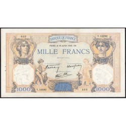 F 38-50 - 18/07/1940 - 1000 francs - Cérès et Mercure mod. - Série Y.10292 - Etat : TTB