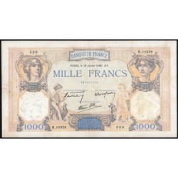 F 38-50 - 18/07/1940 - 1000 francs - Cérès et Mercure mod. - Série H.10239 - Etat : TB+