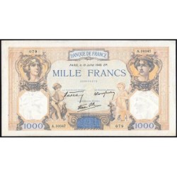 F 38-50 - 18/07/1940 - 1000 francs - Cérès et Mercure mod. - Série A.10347 - Etat : TTB
