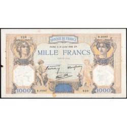 F 38-50 - 18/07/1940 - 1000 francs - Cérès et Mercure mod. - Série B.10347 - Etat : TB-