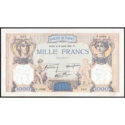 F 38-50 - 18/07/1940 - 1000 francs - Cérès et Mercure mod. - Série P.10362 - Etat : TB+