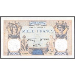 F 38-50 - 18/07/1940 - 1000 francs - Cérès et Mercure mod. - Série P.10453 - Etat : SUP à SUP+