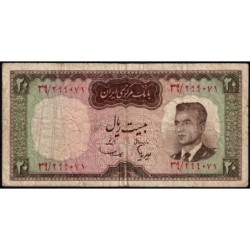 Iran - Pick 78b - 20 rials - Série 39 - 1966 - Etat : B