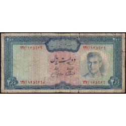 Iran - Pick 92c - 200 rials - Série 127 - 1971 - Etat : B-