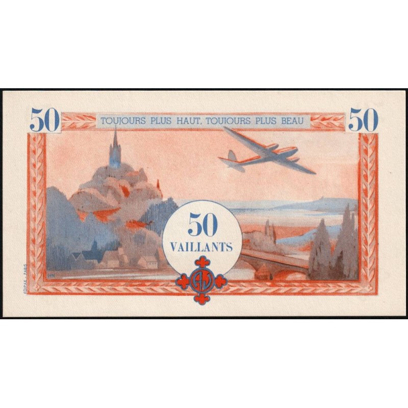 Billet de 50 vaillants - 4ème série - Type A - 1938/1943 - Etat : NEUF