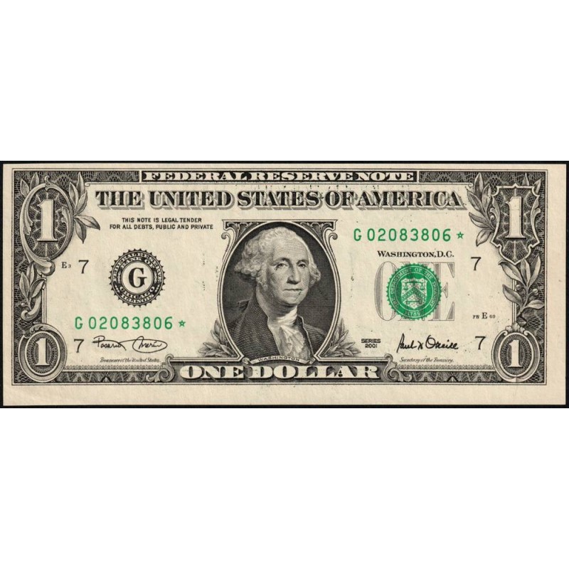 Etats Unis - Pick 509_2r (remplacement) - 1 dollar - Série G * - 2001 - Chicago - Etat : SPL+