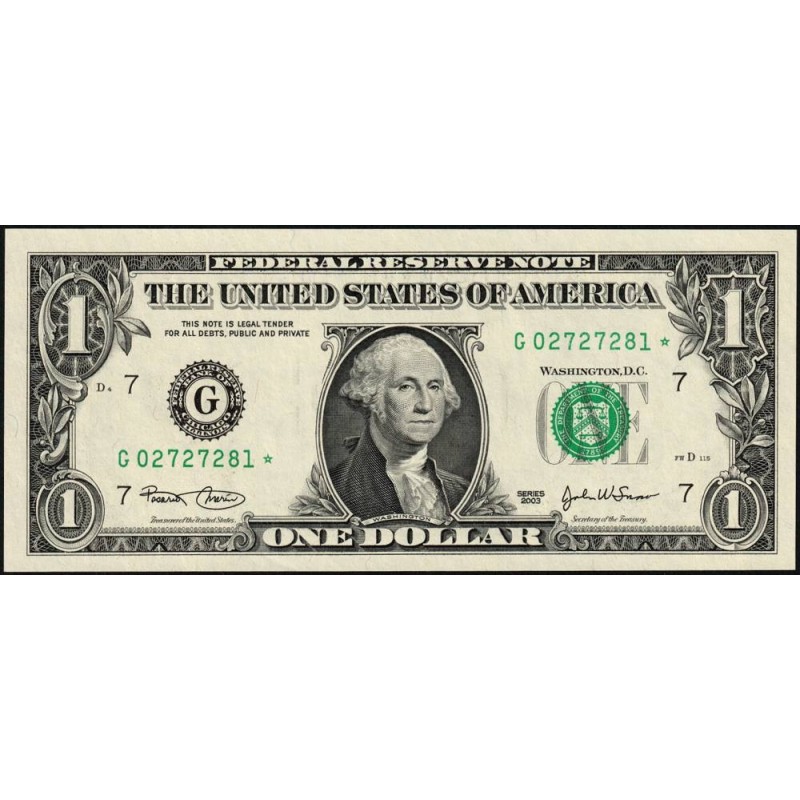Etats Unis - Pick 515a_2r (remplacement) - 1 dollar - Série G * - 2003 - Chicago - Etat : NEUF