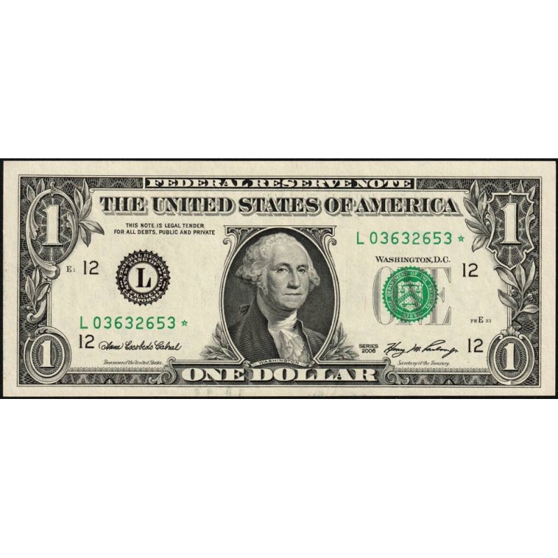 Etats Unis - Pick 523a_2r (remplac.) - 1 dollar - Série L * - 2006 - San Francisco - Etat : pr.NEUF