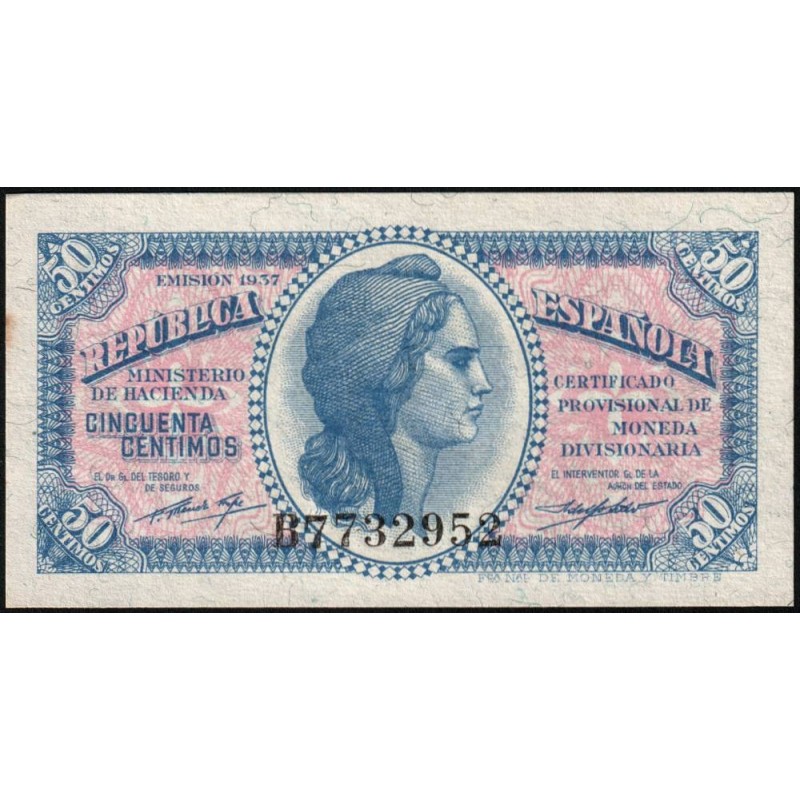 Espagne - Pick 93 - 50 centimos - 1937 - Série B - Etat : pr.NEUF