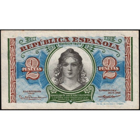 Espagne - Pick 95 - 2 pesetas - 1938 - Série A - Etat : SPL