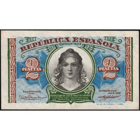 Espagne - Pick 95 - 2 pesetas - 1938 - Série A - Etat : SPL+