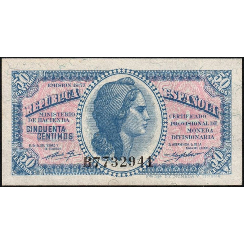 Espagne - Pick 93 - 50 centimos - 1937 - Série A - Etat : NEUF