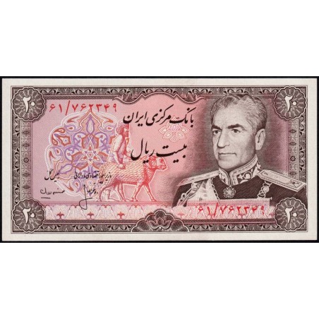 Iran - Pick 100a_2 - 20 rials - Série 61 - 1974 - Etat : NEUF
