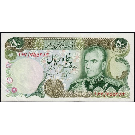 Iran - Pick 101c - 50 rials - Série 167 - 1976 - Etat : SPL