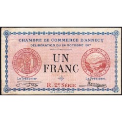 Annecy - Pirot 10-12 - 1 franc - R. 2e Série 210 - 24/10/1917 - Etat : TB+