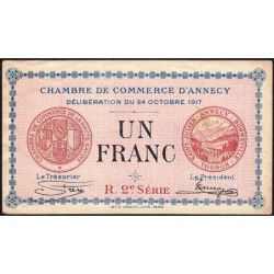 Annecy - Pirot 10-12 - 1 franc - R. 2e Série 227 - 24/10/1917 - Etat : TTB-