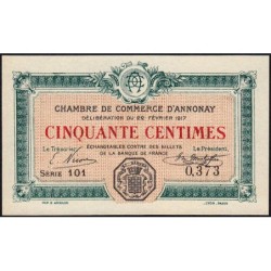 Annonay - Pirot 11-9 - 50 centimes - Série 101 - 22/02/1917 - Etat : NEUF