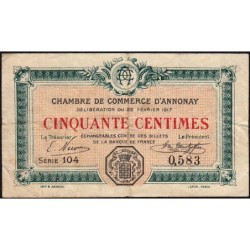 Annonay - Pirot 11-9 - 50 centimes - Série 104 - 22/02/1917 - Etat : TB